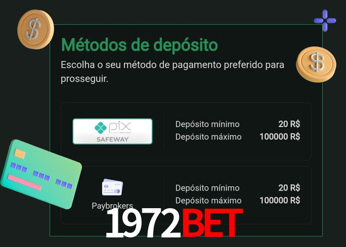 O cassino 1972bet oferece uma grande variedade de métodos de pagamento